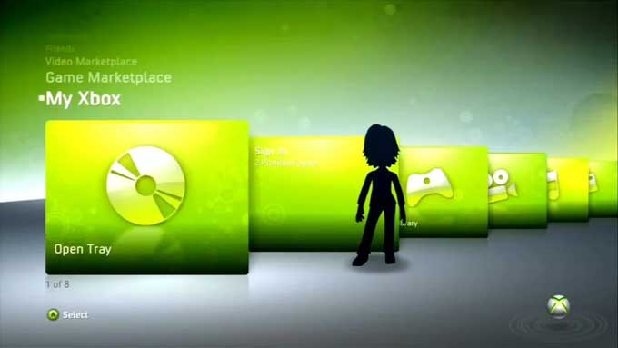 Interface do Xbox 360